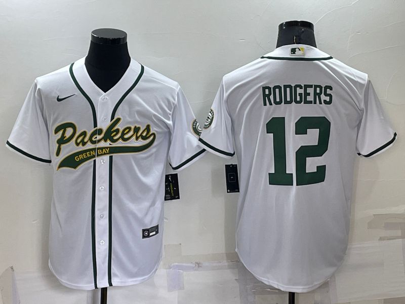 Men Green Bay Packers 12 Rodgers White 2022 Nike Co branded NFL Jerseys
